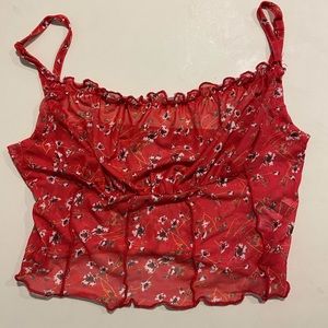 Sheer red crop top